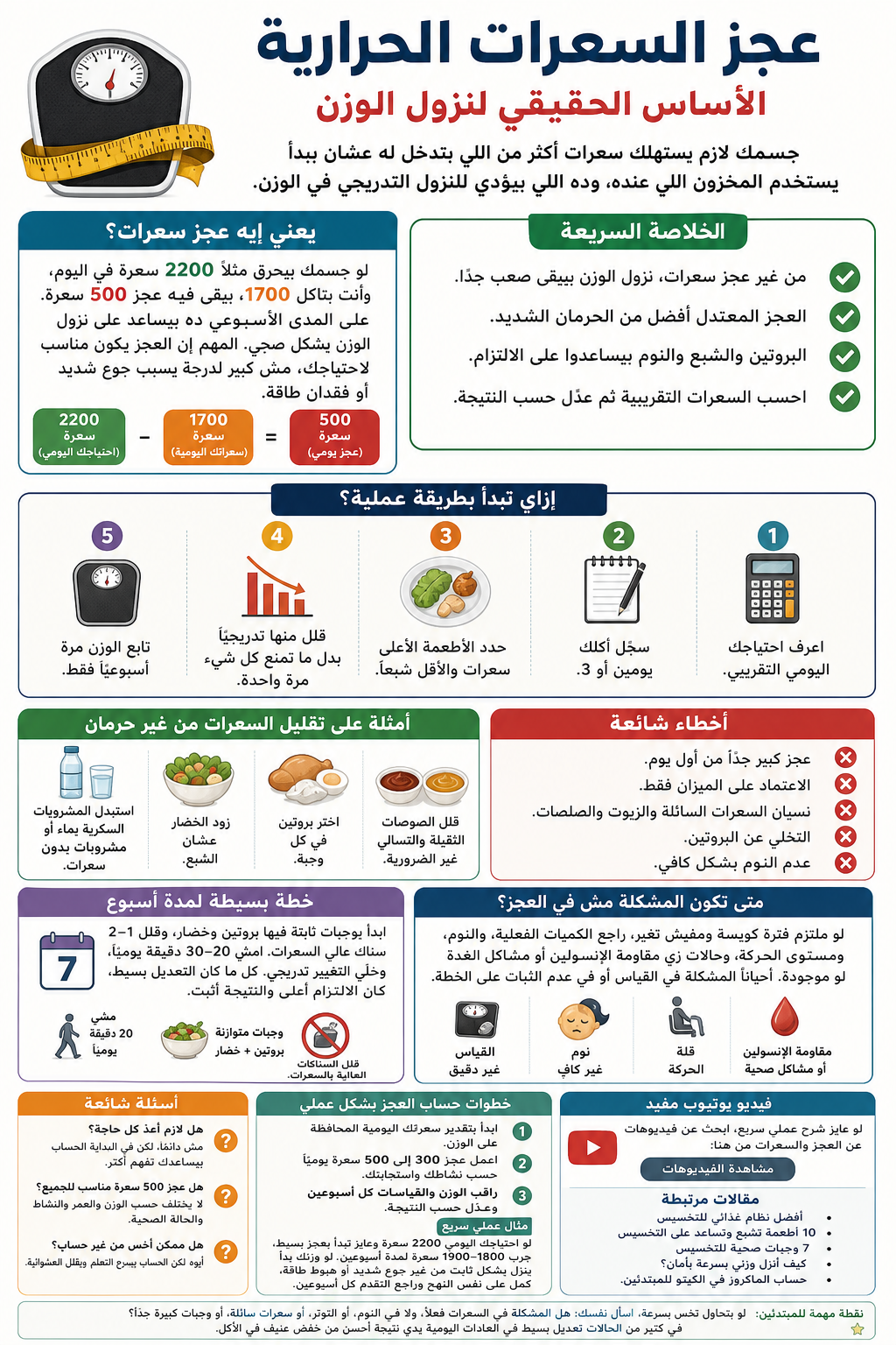 عجز السعرات الحرارية: إزاي تحسبه وتخس بشكل صحي؟ 2 إنفوجرافيك يشرح عجز السعرات الحرارية وكيفية تقليل الوزن بطرق صحية