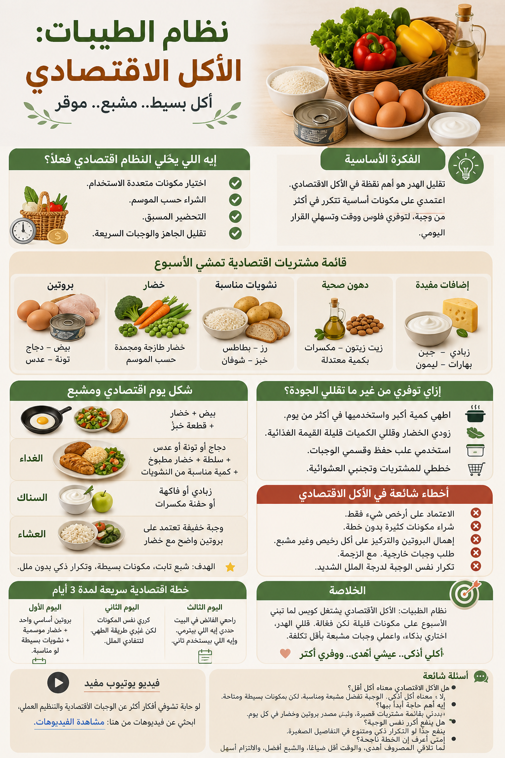 نظام الطيبات: الأكل الاقتصادي من غير ما تبوّظ النظام 2 نظام الطيبات: الأكل الاقتصادي؛ أكل بسيط.. مشبع.. موفر